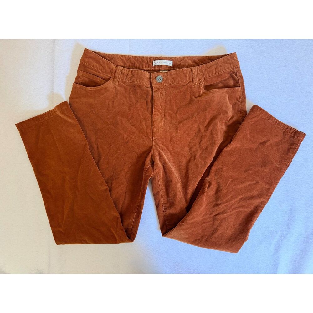 Cato Contemporary Corduroy Pants Womens 12 Rust Burnt Orange Stretch Boho Fall